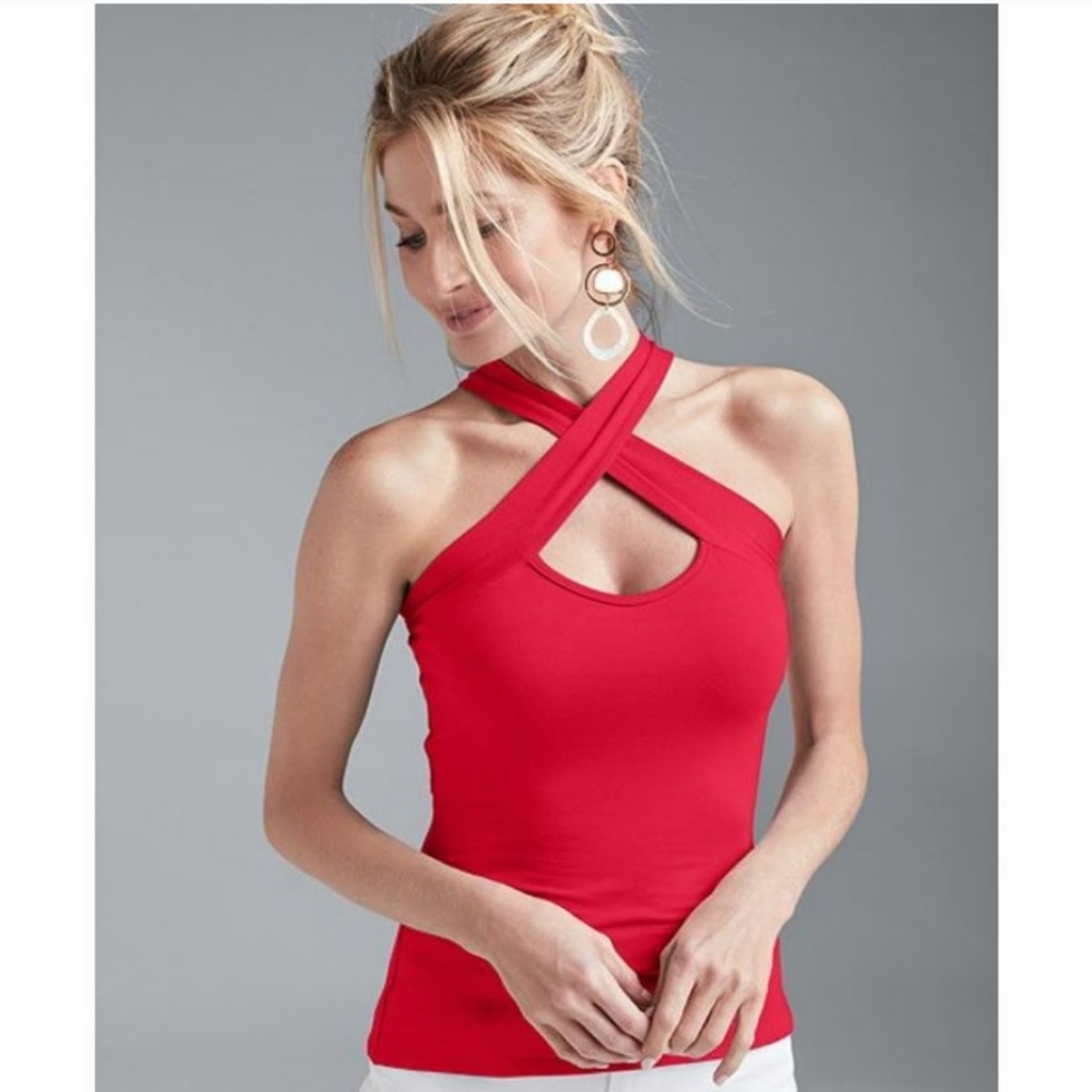 Crisscross Halter Red Top